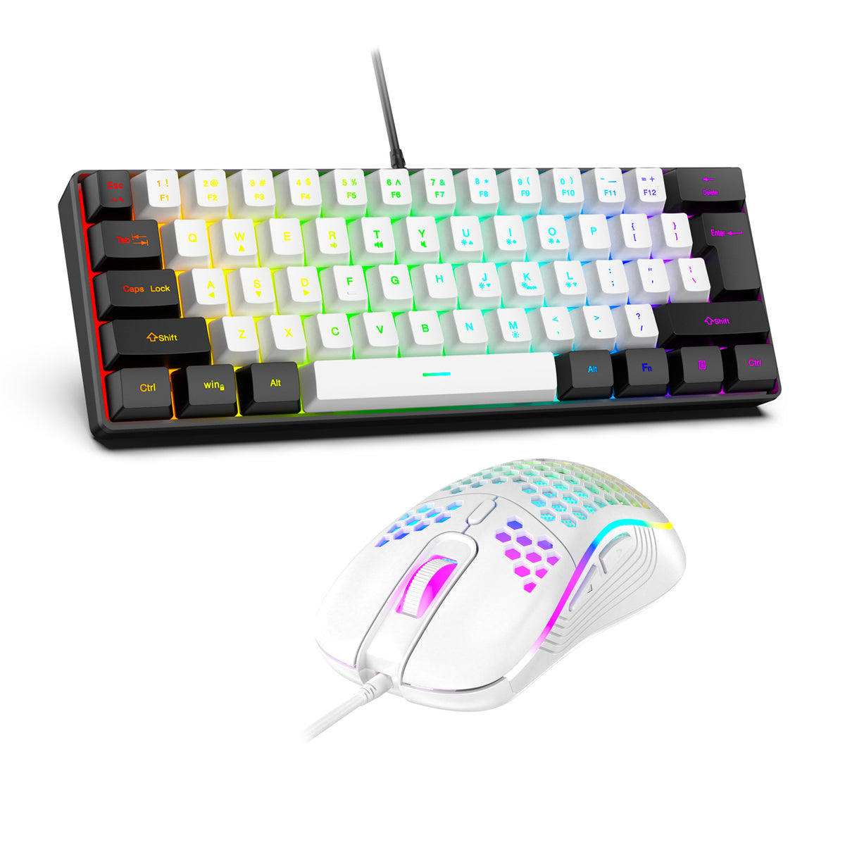 Clavier Gaming RGB 61 Touches + Souris – Filaire, Waterproof, Compact