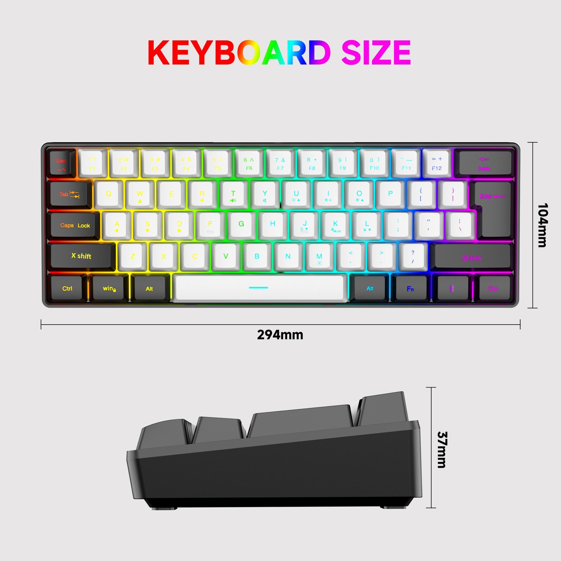 Clavier Gaming RGB 61 Touches + Souris – Filaire, Waterproof, Compact