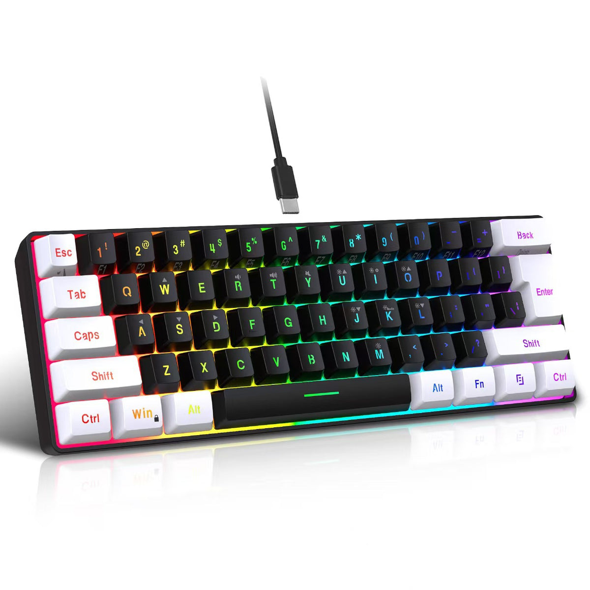Clavier Gaming RGB 61 Touches + Souris – Filaire, Waterproof, Compact