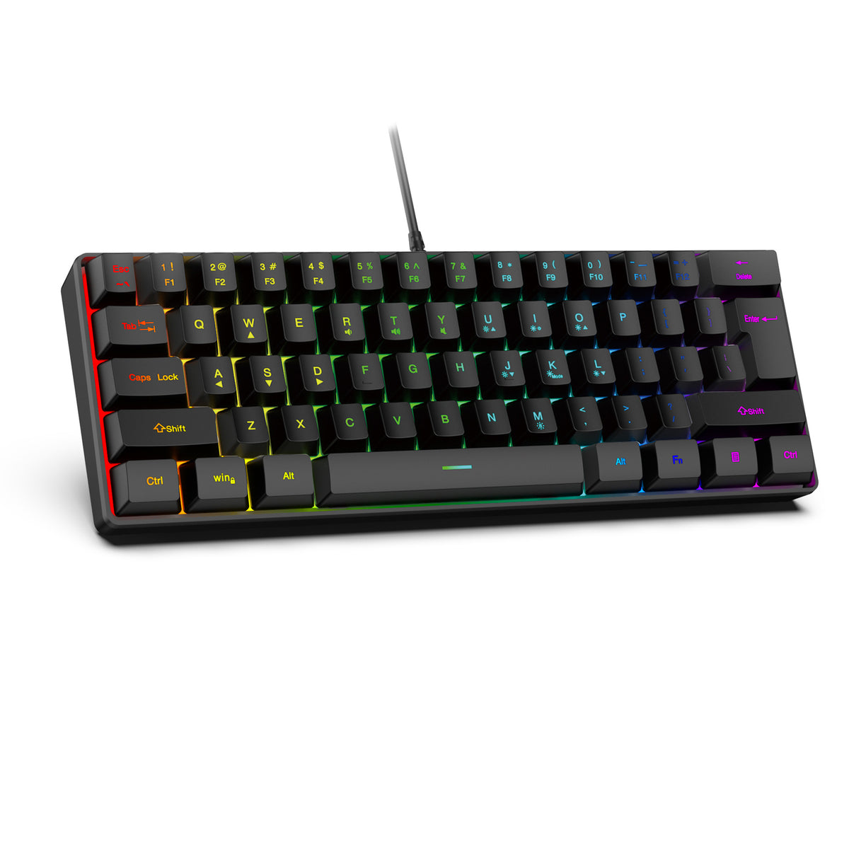 Clavier Gaming RGB 61 Touches + Souris – Filaire, Waterproof, Compact