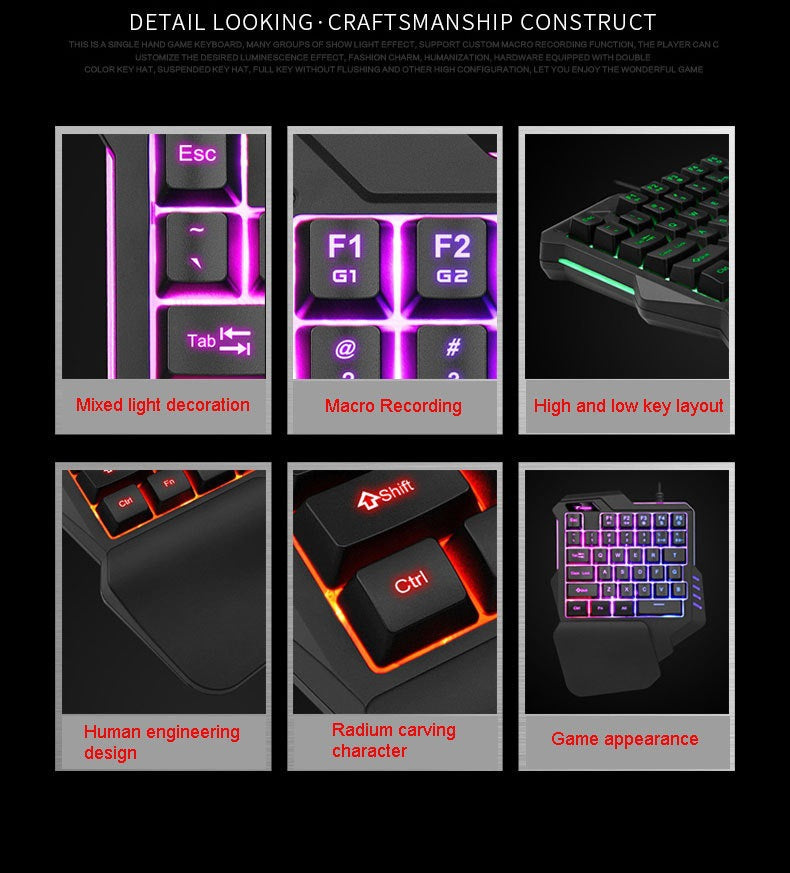 Clavier Gaming RGB 61 Touches + Souris – Filaire, Waterproof, Compact