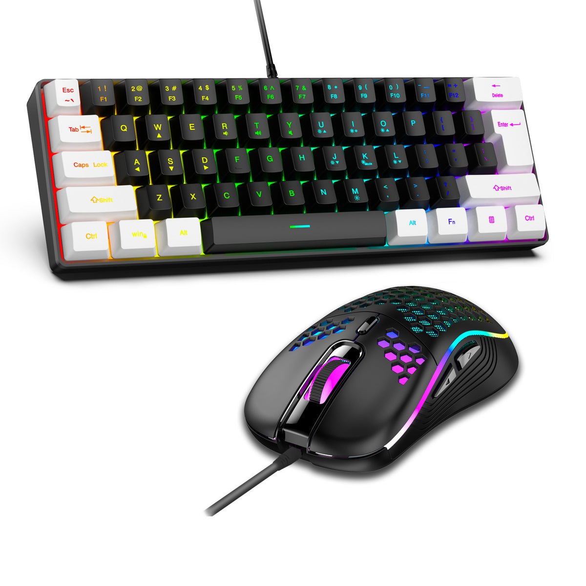 Clavier Gaming RGB 61 Touches + Souris – Filaire, Waterproof, Compact