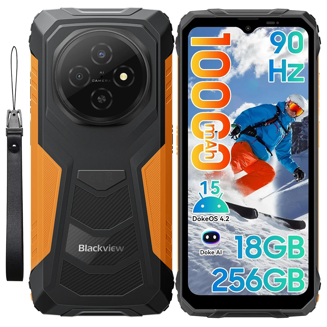 Blackview Fort 1 – smartphone robuste 4G, 6 Go RAM, 256 Go, 10 000 mAh