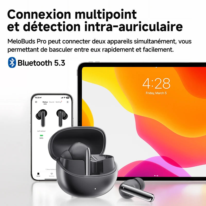 QCY MeloBuds Pro – Écouteurs Bluetooth ANC 46 dB