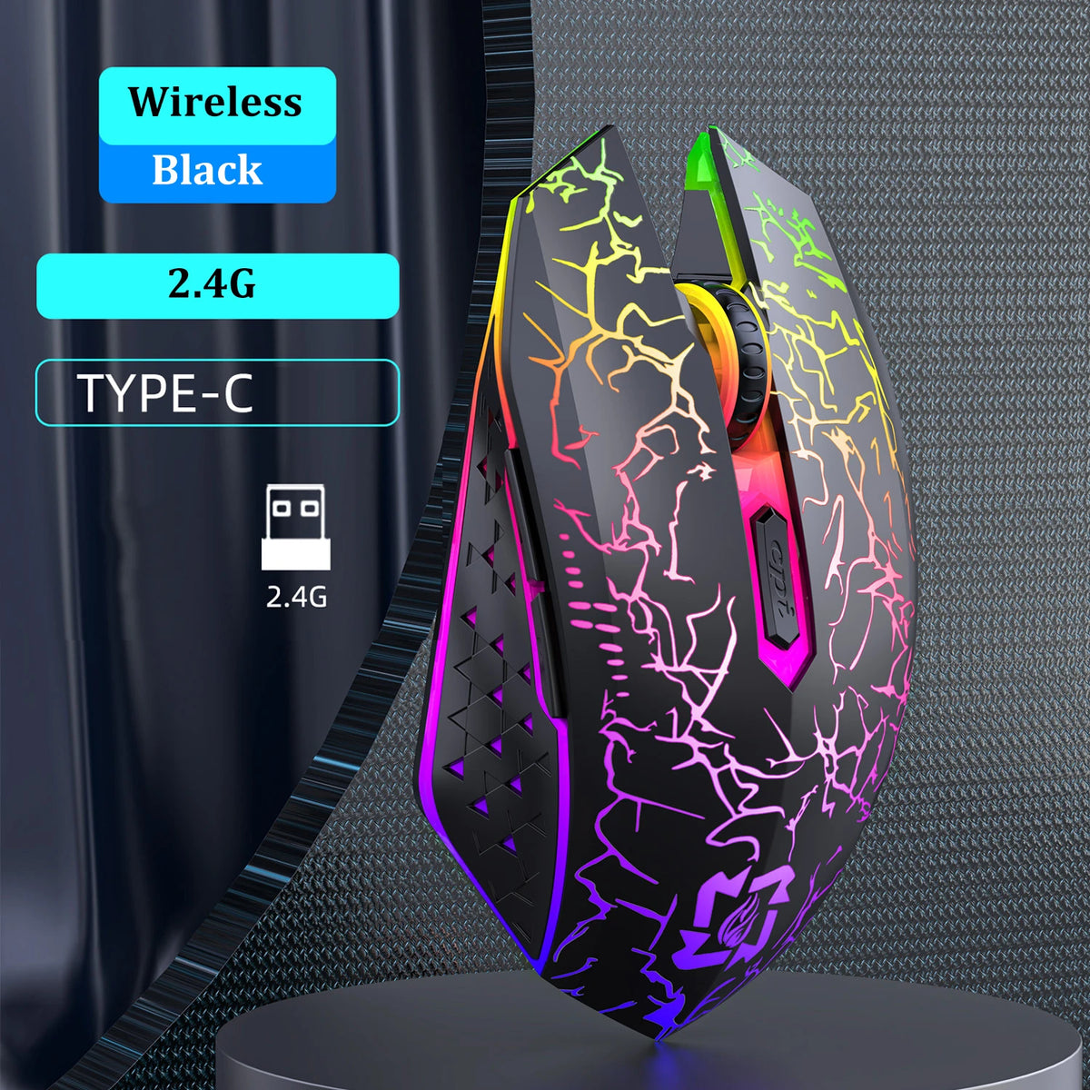 Souris Gaming Sans Fil Bluetooth 5.2 & 2.4G – RGB, 6 Boutons, 1600 DPI