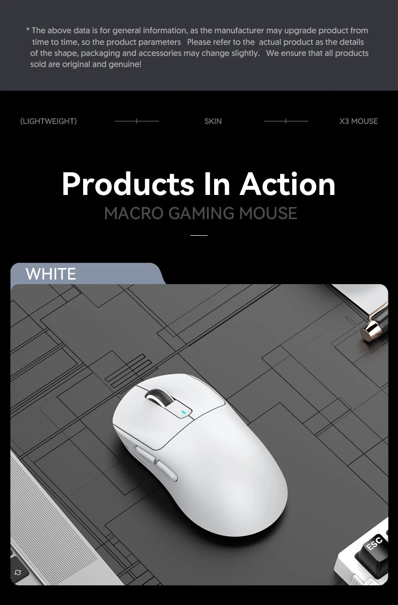 Attack Shark X3 / X3 Pro – Souris Gaming Sans Fil Pixart 3395 | 26 000 DPI | 49g