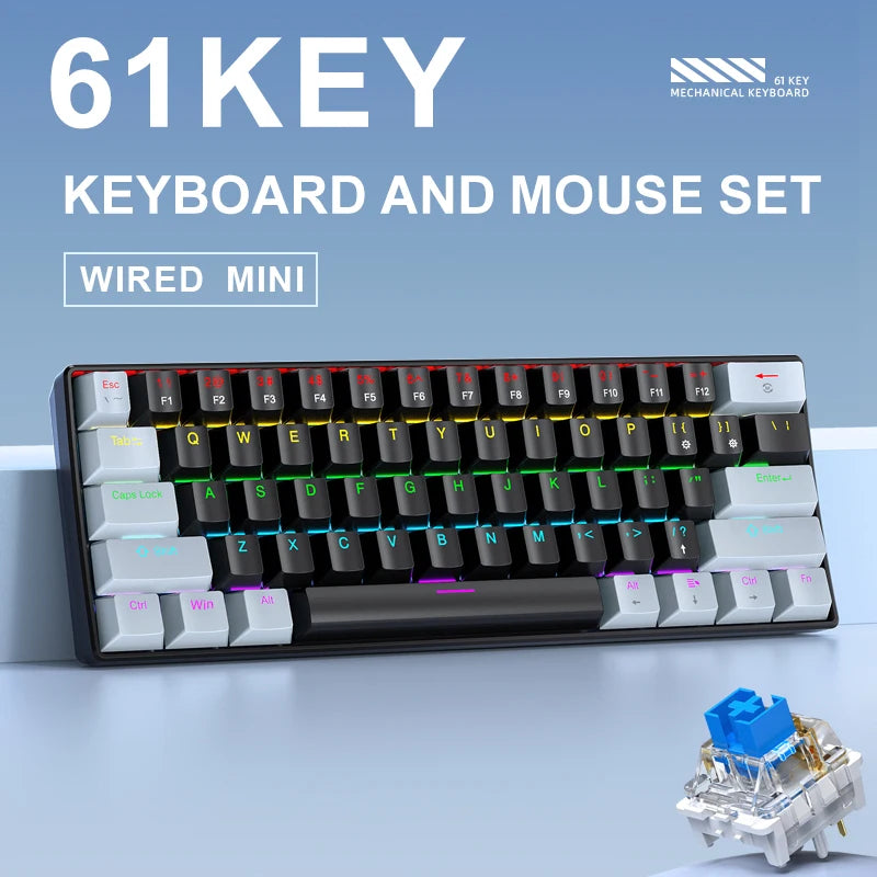 Clavier Mécanique Gaming APAYADO K61 Mini 61 Touches – RGB, Hot-Swap, Filaire USB-C