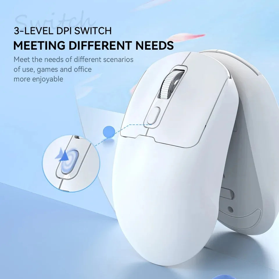 Souris Gaming Sans Fil 2.4G + Bluetooth 5.4 — DPI 800/1200/1600, Rechargeable USB-C