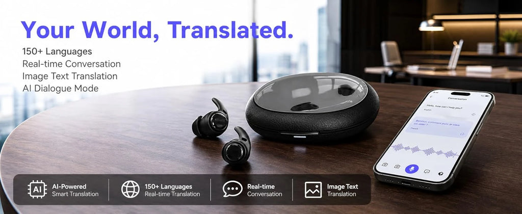 Écouteurs Bluetooth HTC avec traduction IA et boîtier tactile