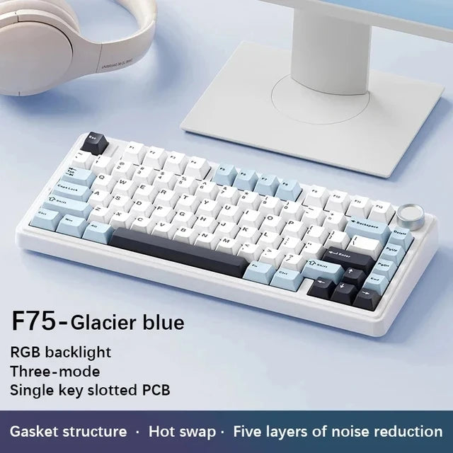 AULA F75 Clavier Mécanique Gaming 75% – Sans Fil 2.4G / Bluetooth / USB, RGB, Hot-Swap