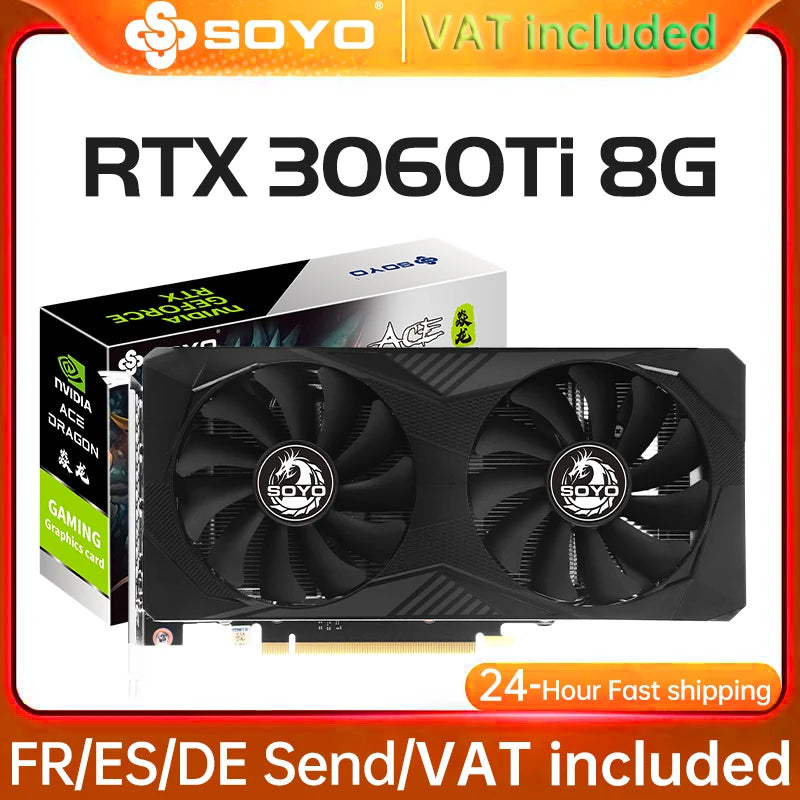 SOYO New Gaming Graphics Cards NVIDIA GeForce RTX 3060Ti 8GB GDDR6 256 Bit Desktop GPU Video Card Computer components - LE COIN  DES GAMERS - SOYO New Gaming Graphics Cards NVIDIA GeForce RTX 3060Ti 8GB GDDR6 256 Bit Desktop GPU Video Card Computer components - LE COIN  DES GAMERS - LE COIN  DES GAMERS