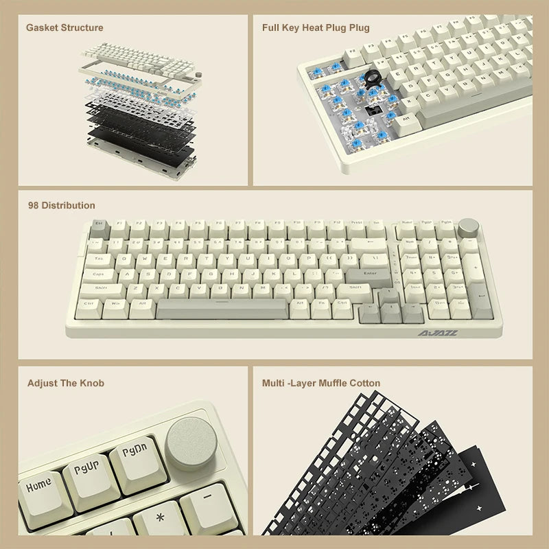 Ajazz AK992 – Clavier mécanique 98 touches Hot-Swap