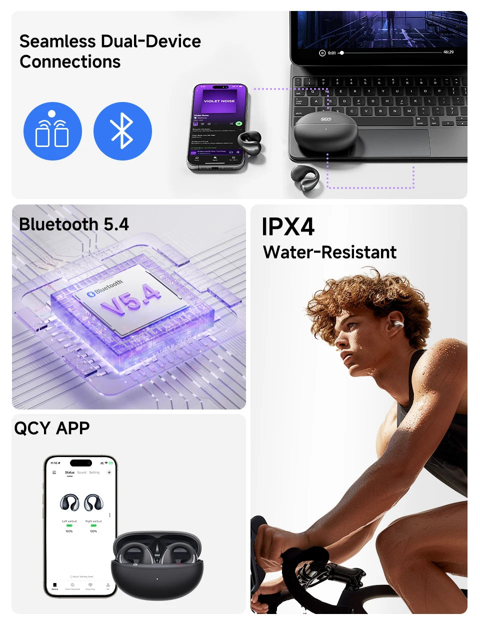 QCY Crossky C30 – Écouteurs Open-Ear Bluetooth 5.4