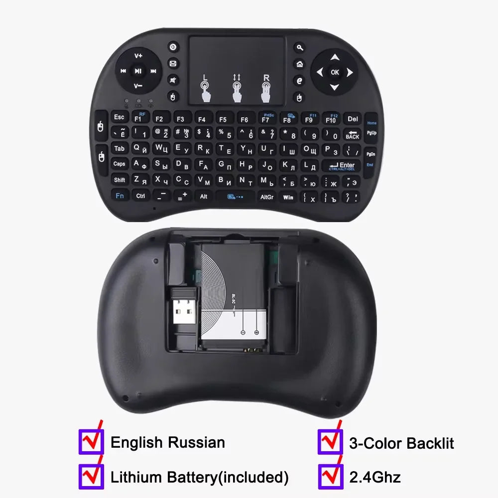 Mini Clavier Sans Fil KEBIDUMEI – Bluetooth 5.2 + 2.4G, Pavé Tactile, Rétroéclairage RGB 8 Couleurs