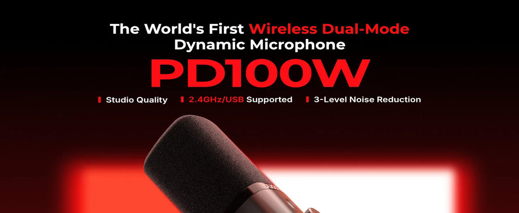 MAONO PD100W - Microphone Dynamique Sans Fil pour Streaming et Gaming