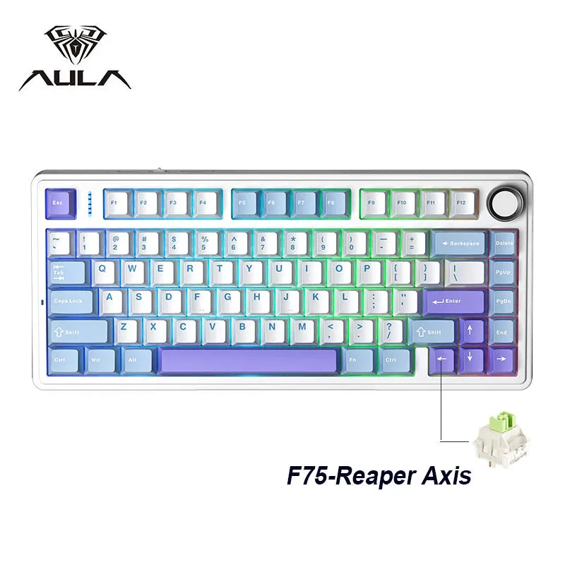 AULA F75 Clavier Mécanique Gaming 75% – Sans Fil 2.4G / Bluetooth / USB, RGB, Hot-Swap