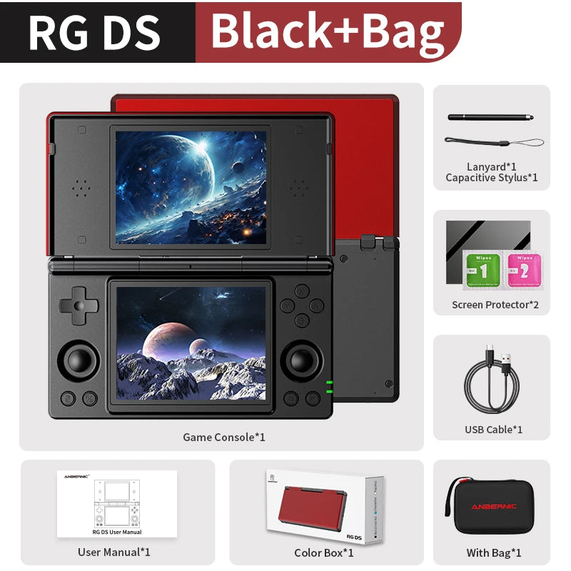 Console de jeu portable Anbernic RG DS, écran IPS double 4 pouces, Android, 4000 mAh, lecteur de jeux vidéo à écran rabattable, prend en charge le streaming Wifi RixelHK