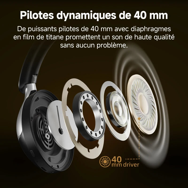Casque Sans Fil QCY H3 Pro ANC – Réduction Bruit 50dB, LDAC Hi-Res, 55H, Bluetooth 5.4