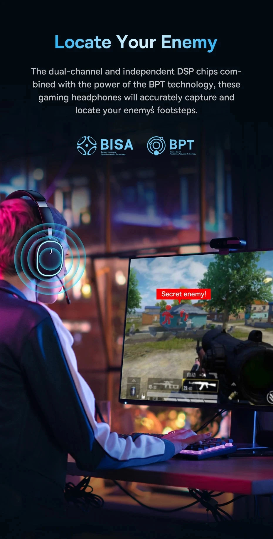 Casque Gaming Sans Fil Baseus GH02 – Bluetooth 5.3, 2.4G, 40H Autonomie, RGB, Micro