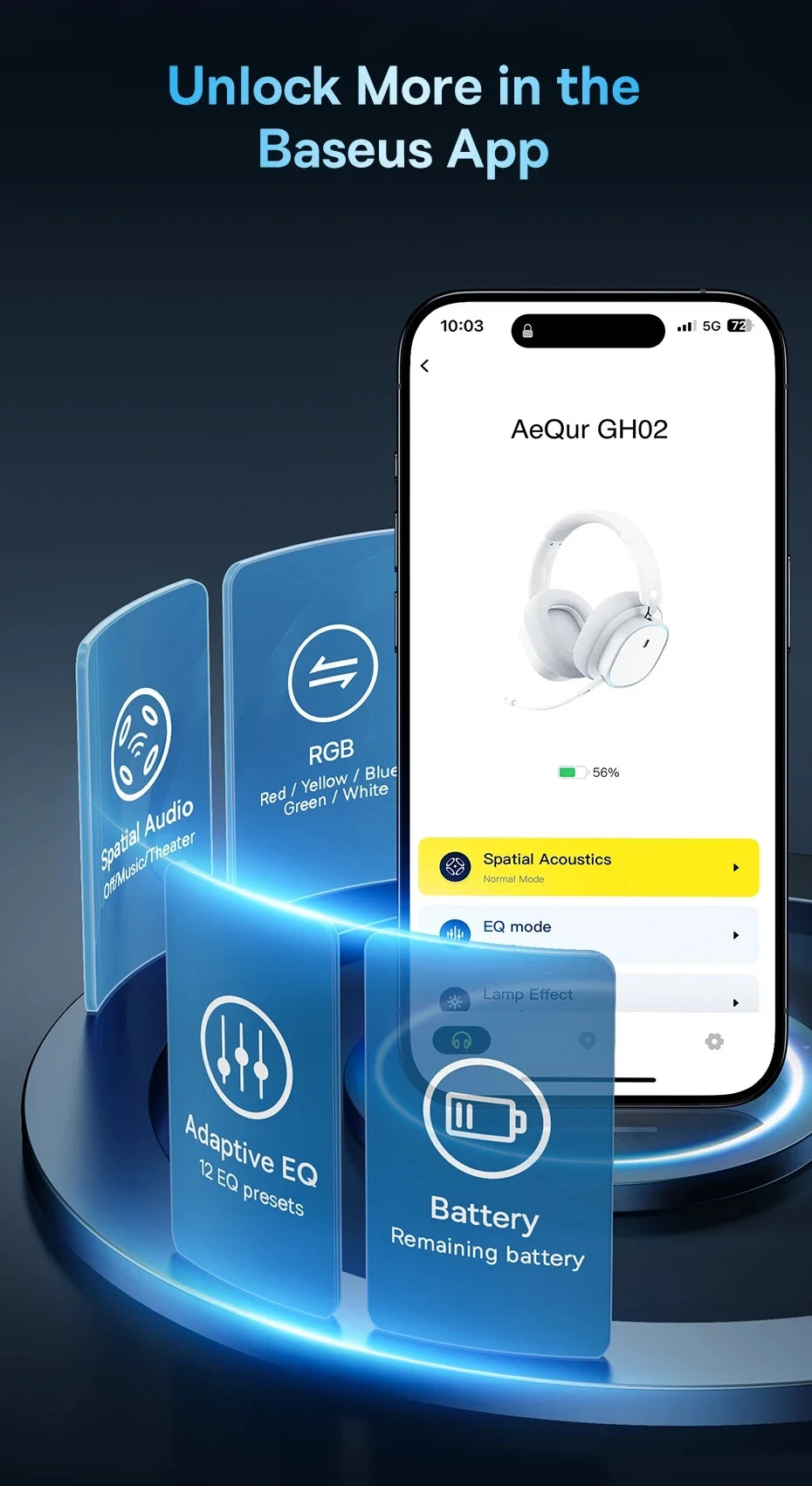 Casque Gaming Sans Fil Baseus GH02 – Bluetooth 5.3, 2.4G, 40H Autonomie, RGB, Micro