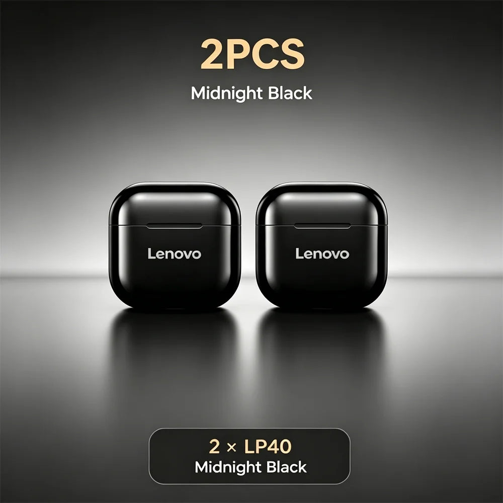 Lenovo LP40 – Écouteurs TWS Bluetooth 5.4 | ANC, Contrôle Tactile, Étanche, Sport