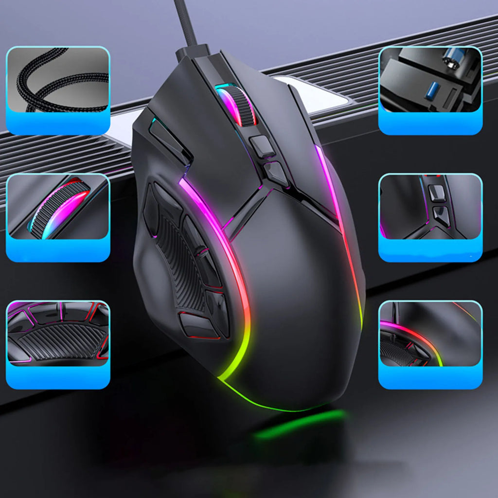 Souris de jeu RGB 12800DPI, filaire, 12800DPI, 12 touches, définition Macro, accessoires de remplacement pour ordinateur - LE COIN  DES GAMERS - Souris de jeu RGB 12800DPI, filaire, 12800DPI, 12 touches, définition Macro, accessoires de remplacement pour ordinateur - LE COIN  DES GAMERS - LE COIN  DES GAMERS