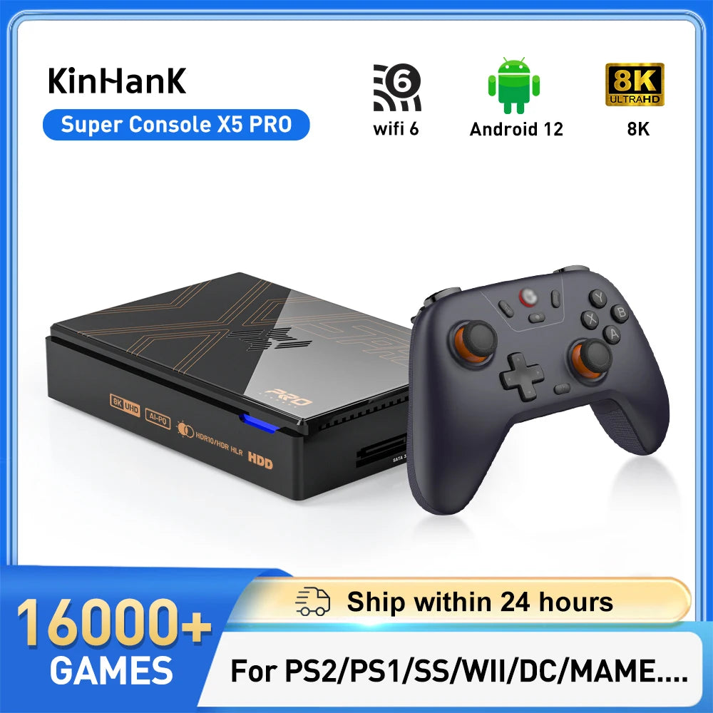 Kinhank Super Console X5 PRO – 10 000/16 000 Jeux, 8K, Android 12, Wi-Fi 6