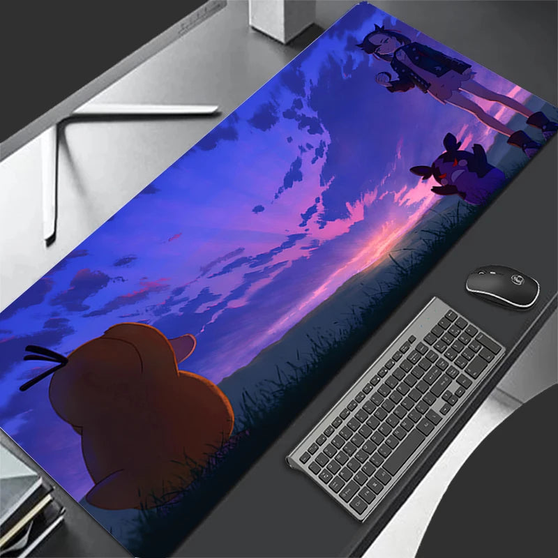 Tapis de Souris Gaming XXL Anime – Motifs Pokémon & Kawaii, Base Antidérapante, Multi-Tailles