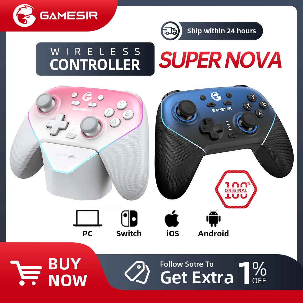 Manette sans fil GameSir Super Nova T4n Pro à joysticks Hall