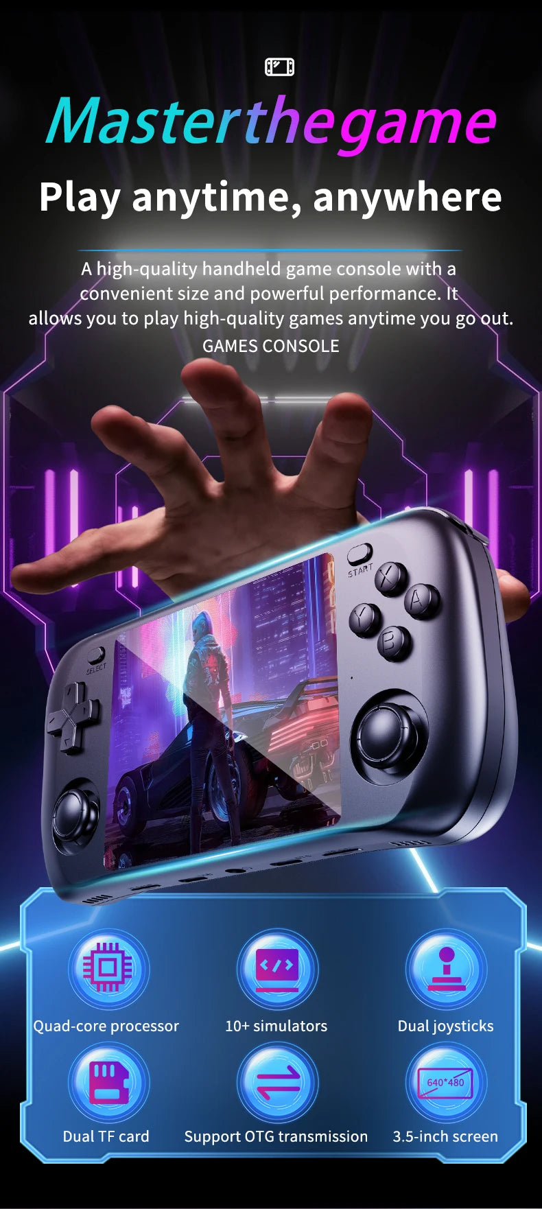 Console de Jeu Rétro H36S 2026 Portable avec Écran IPS HD 64 Go 128 Go Système d'Exploitation Open Source Jeux Classiques