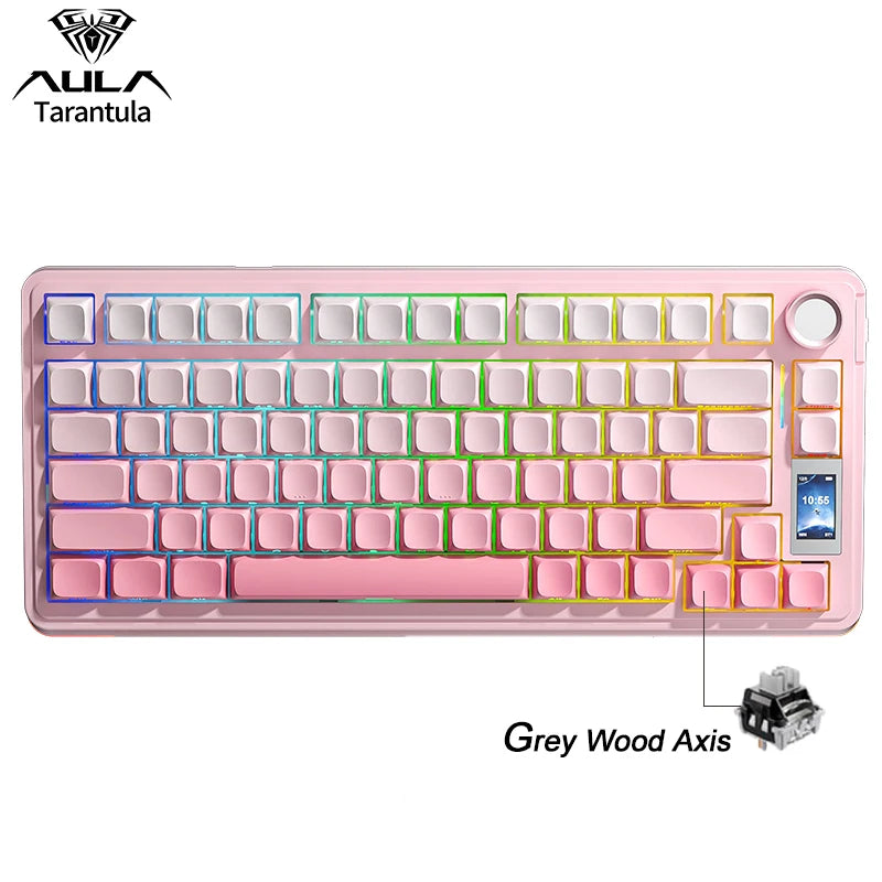 Clavier Gaming Mécanique AULA S75 Pro – 75%, Tri-Mode, Hot-Swap, RGB, Écran LCD, 4000 mAh