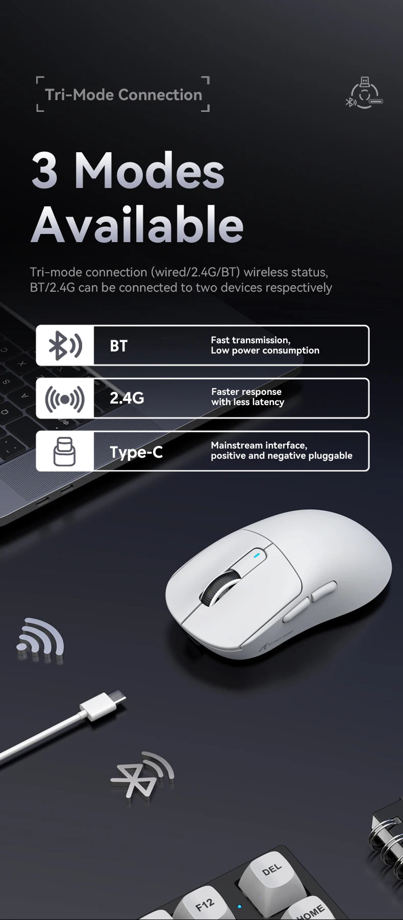 Attack Shark X3 / X3 Pro – Souris Gaming Sans Fil Pixart 3395 | 26 000 DPI | 49g