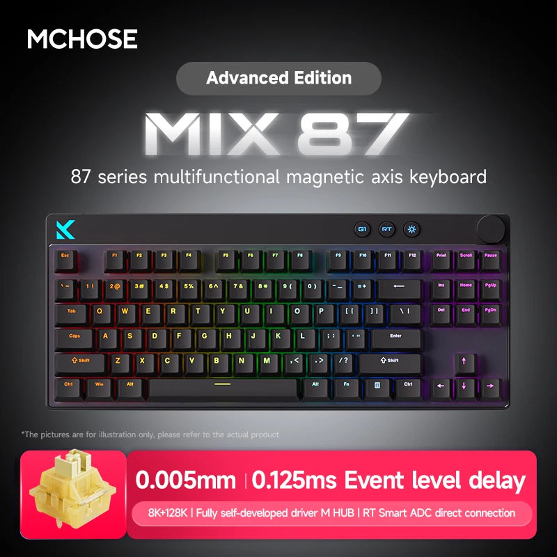MCHOSE Mix87 Clavier Mécanique Gaming 75% – Interrupteur Magnétique, 8K Hz, 0.08ms, Hot-Swap, RGB