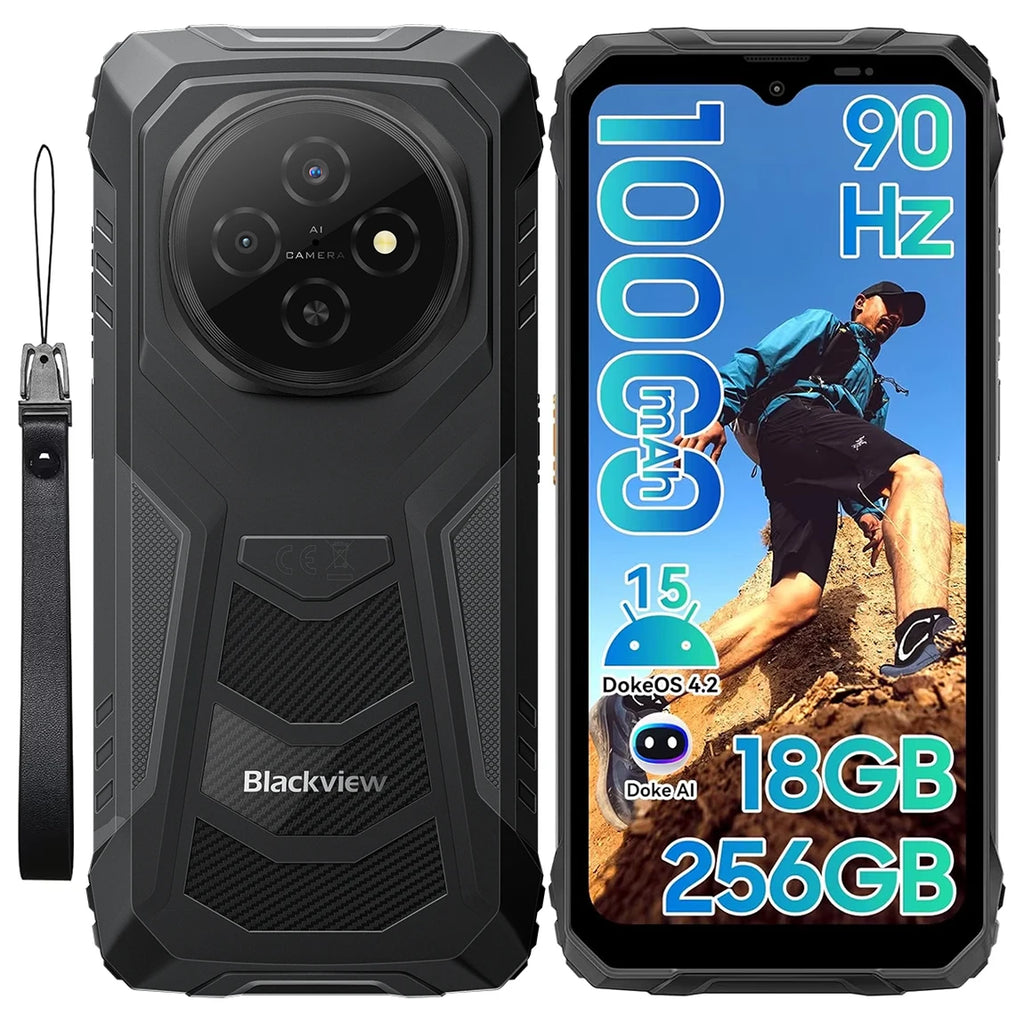 Blackview Fort 1 – smartphone robuste 4G, 6 Go RAM, 256 Go, 10 000 mAh