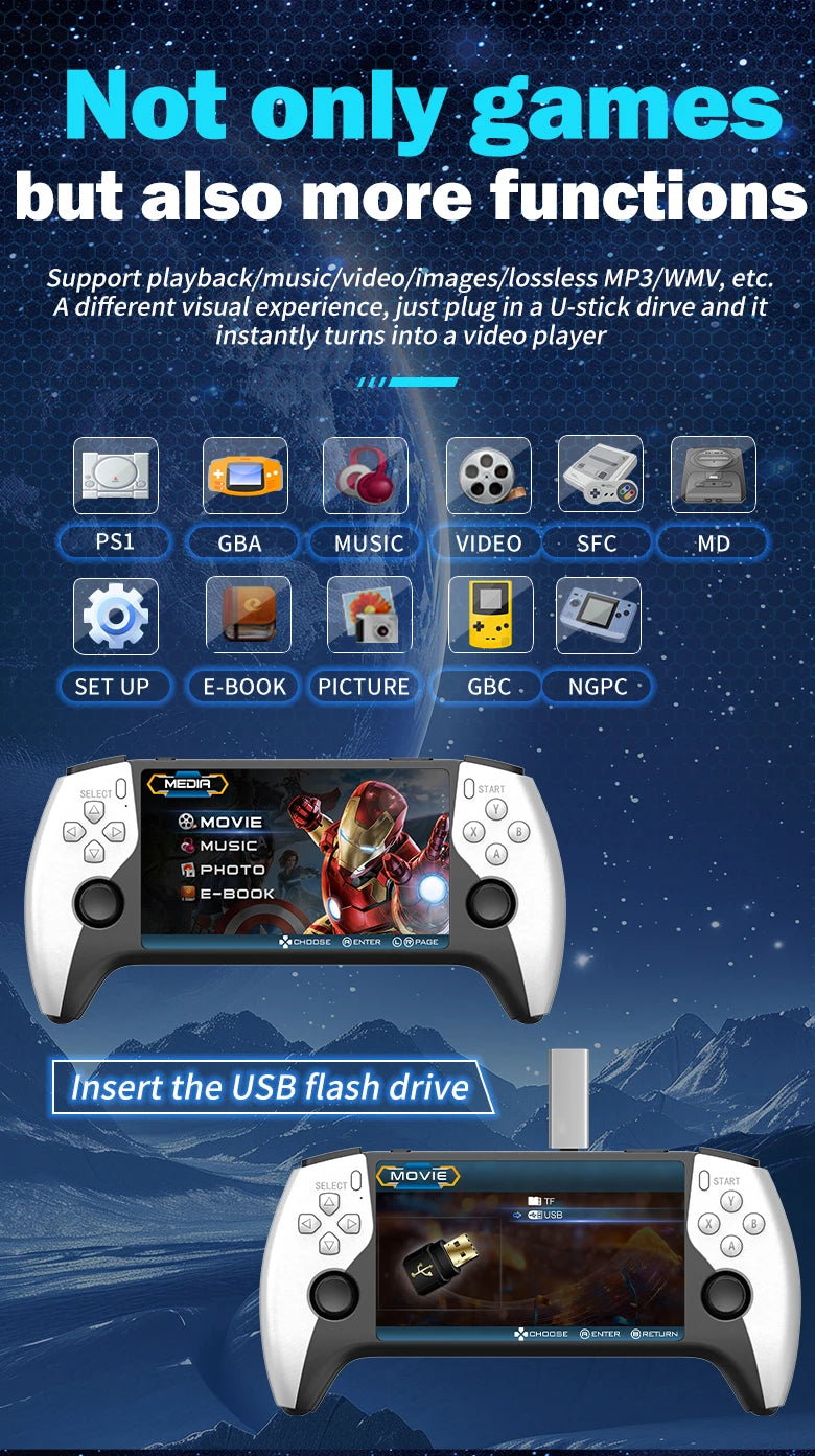 Console Rétro Portable SF3500 – Grand Écran IPS 5", Sortie HDMI, 20 000+ Jeux