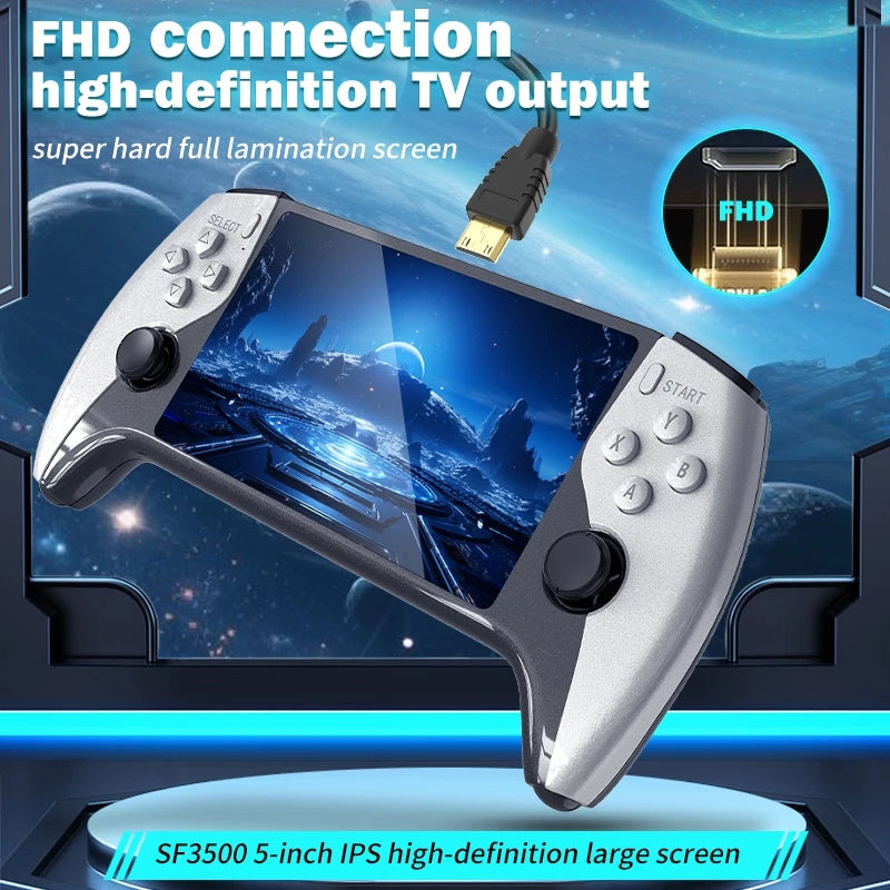 Console Rétro Portable SF3500 – Grand Écran IPS 5", Sortie HDMI, 20 000+ Jeux