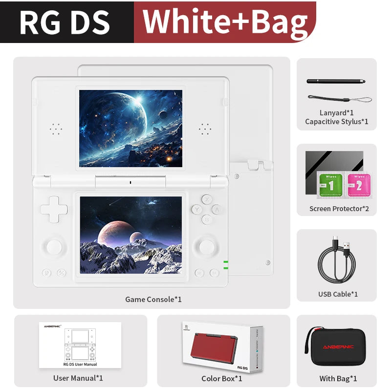 Console de jeu portable Anbernic RG DS, écran IPS double 4 pouces, Android, 4000 mAh, lecteur de jeux vidéo à écran rabattable, prend en charge le streaming Wifi RixelHK