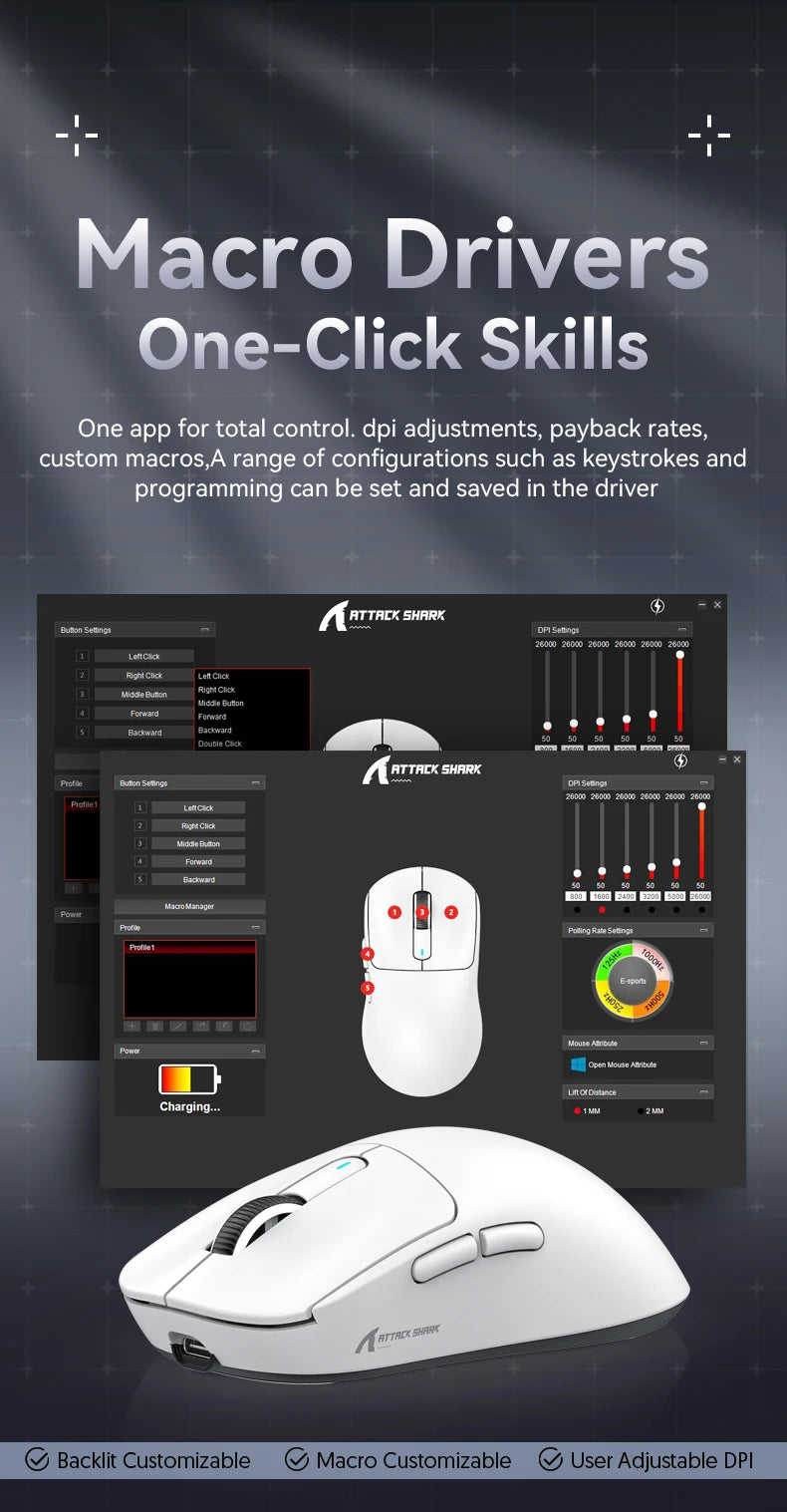 Attack Shark X3 / X3 Pro – Souris Gaming Sans Fil Pixart 3395 | 26 000 DPI | 49g