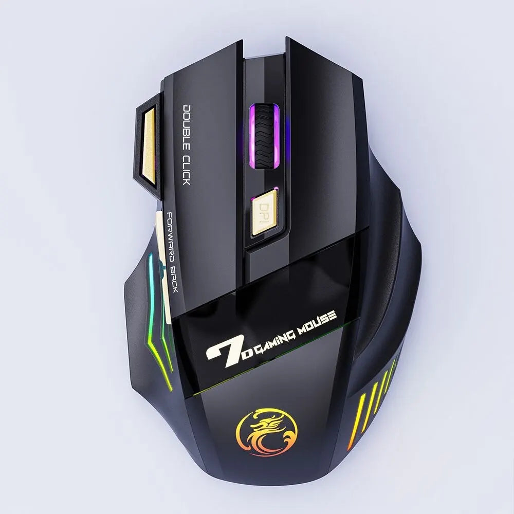 IMICE GW-X7 Souris Gaming Sans Fil 2.4GHz – 3200 DPI, 7 Boutons, LED RGB 7 Couleurs, Rechargeable