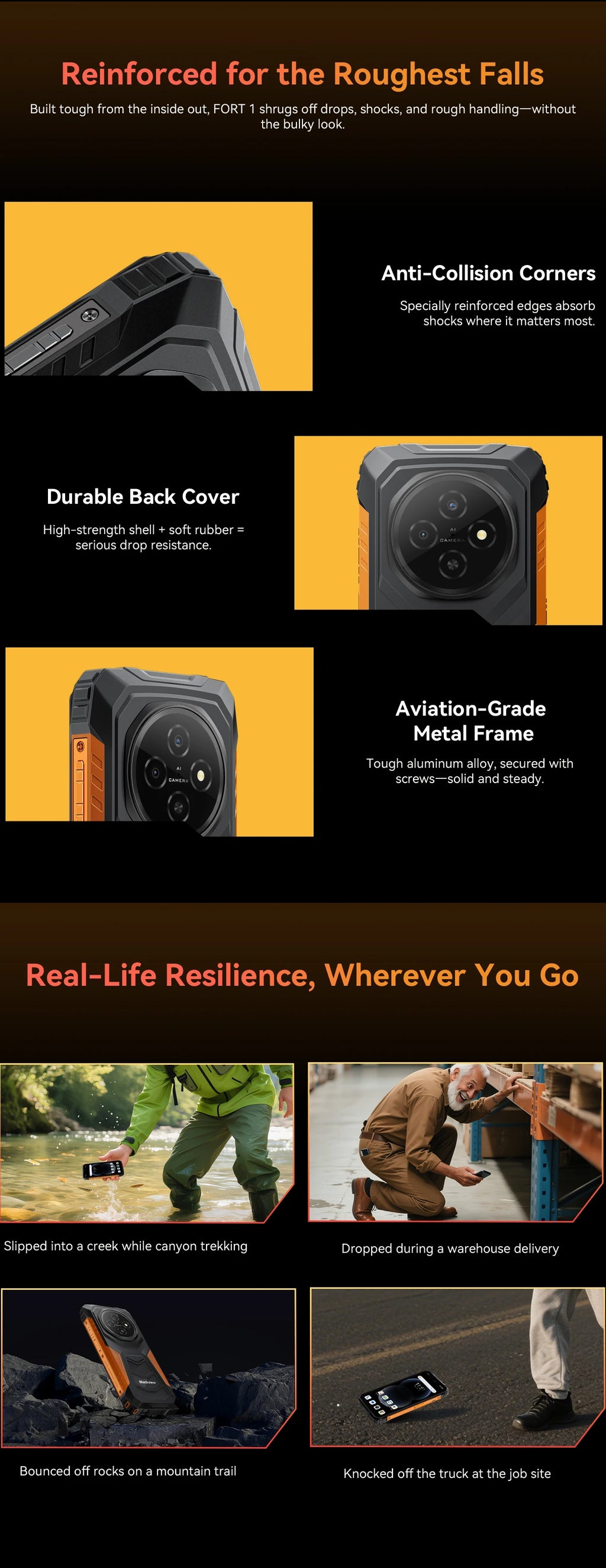 Blackview Fort 1 – smartphone robuste 4G, 6 Go RAM, 256 Go, 10 000 mAh