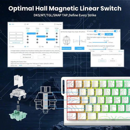Attack Shark X68 HE – Clavier Gaming 60% Hall Effect | Déclenchement Rapide 0,01mm | 8000 Hz | RGB | Hot-Swap | Touches PBT