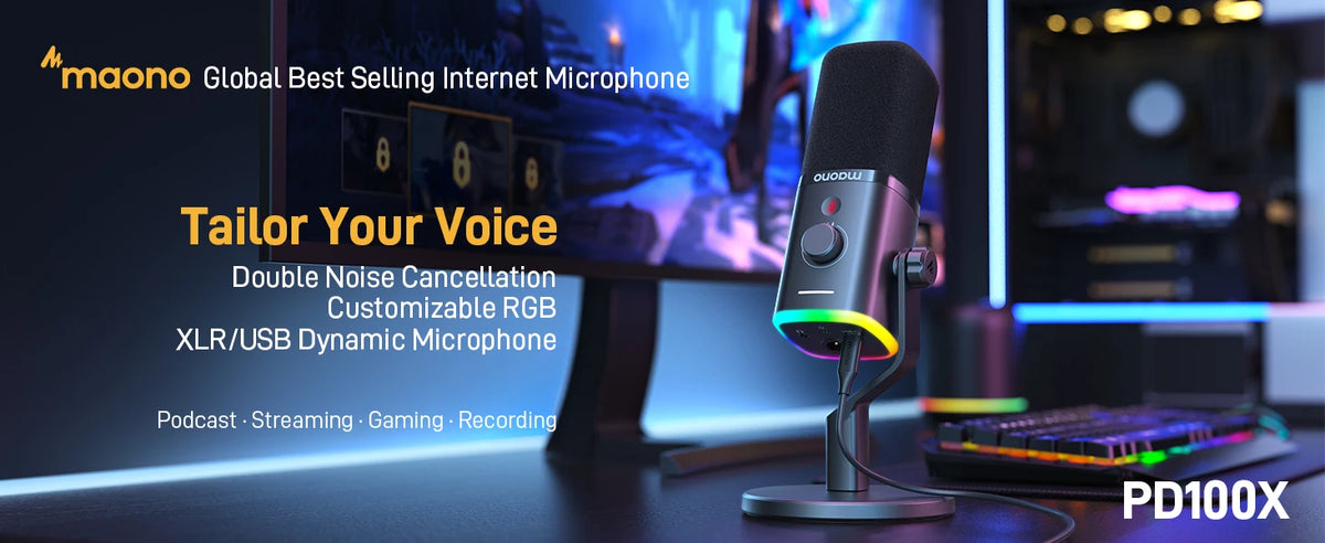 MAONO PD100X - Microphone Dynamique USB/XLR pour Streaming et Gaming