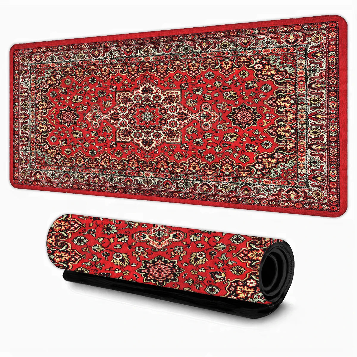 Tapis de Souris Gaming Vintage Motif Persan – Bords Cousus, Base Antidérapante, Multi-Tailles (Mairuige)
