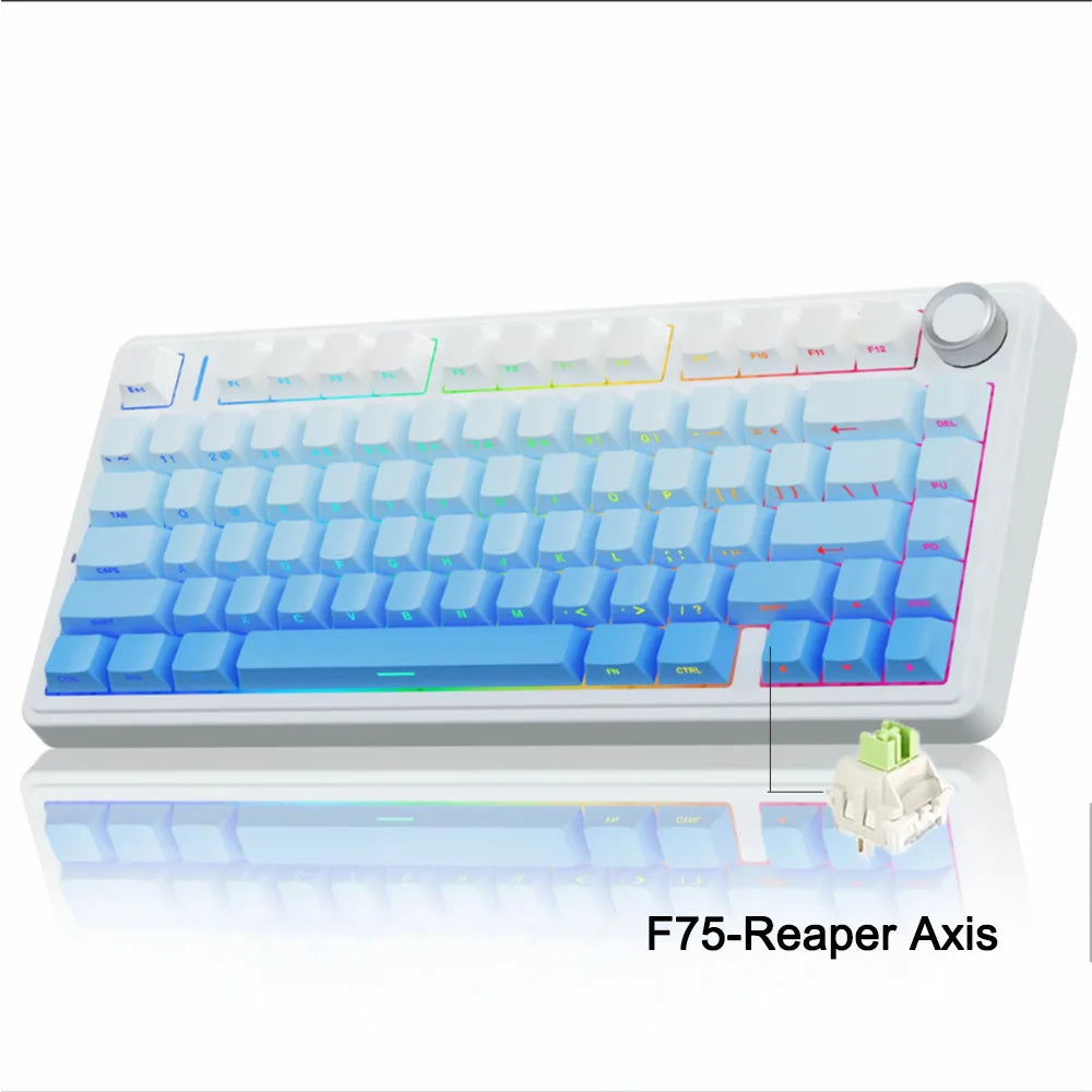 AULA F75 Clavier Mécanique Gaming 75% – Sans Fil 2.4G / Bluetooth / USB, RGB, Hot-Swap