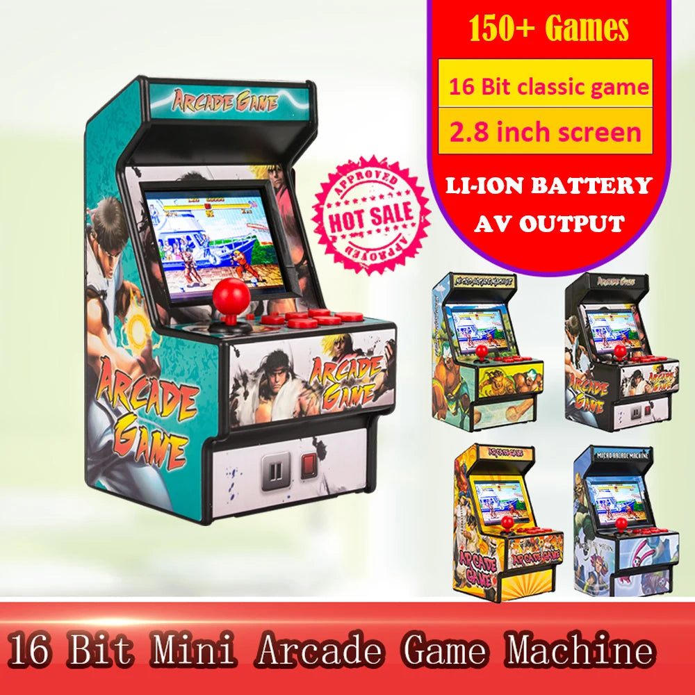 Mini console portable de jeu d'arcade vidéo portable 2,8 pouces 16 bits (plus de 150 jeux rétro classiques intégrés pour SEGA)