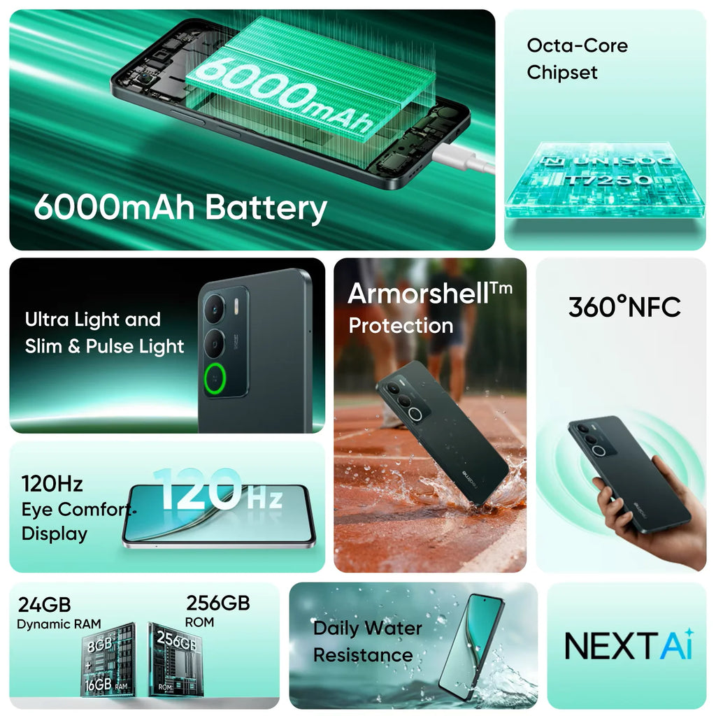 realme P3lite, smartphone version globale, batterie 6000 mAh, chipset OCTA-CORE, charge rapide 15W, 360 ° NFC, Ultra Li