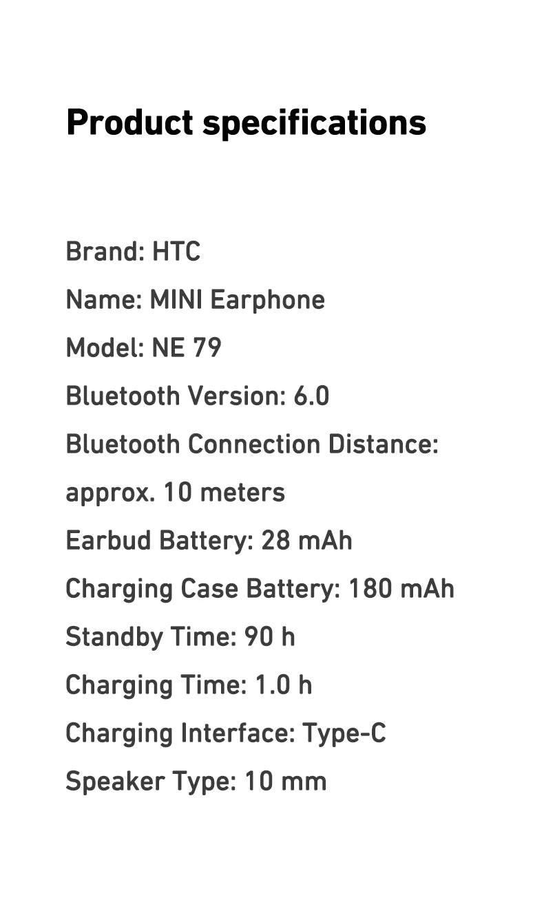Écouteurs Bluetooth HTC NE79 avec réduction active du bruit