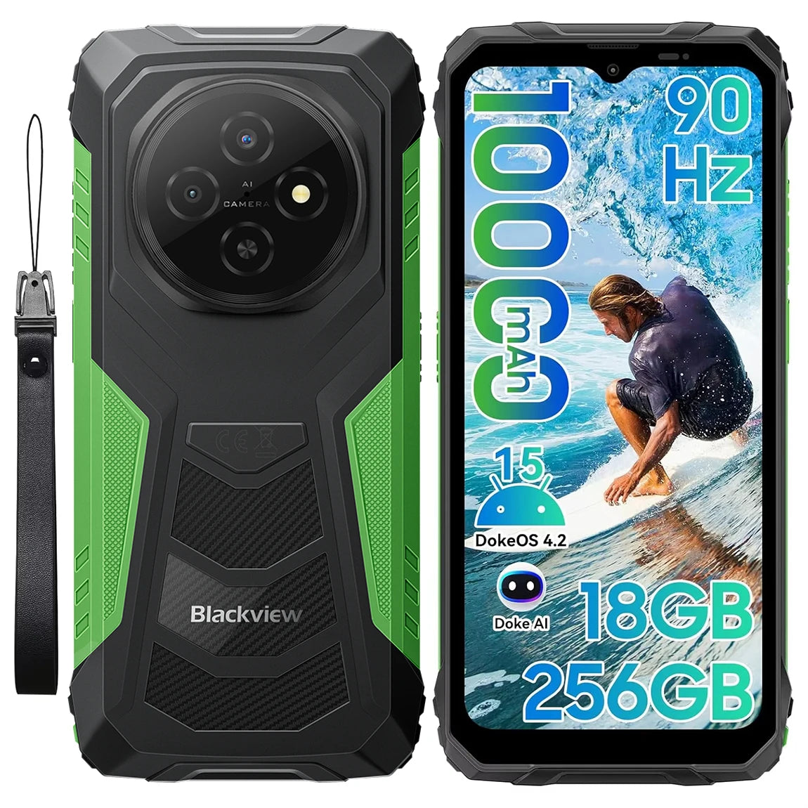Blackview Fort 1 – smartphone robuste 4G, 6 Go RAM, 256 Go, 10 000 mAh