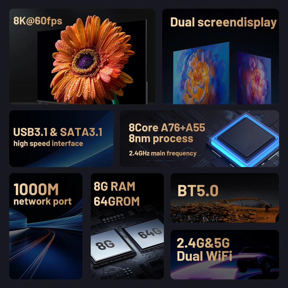Kinhank Super Console X5 PRO – 10 000/16 000 Jeux, 8K, Android 12, Wi-Fi 6