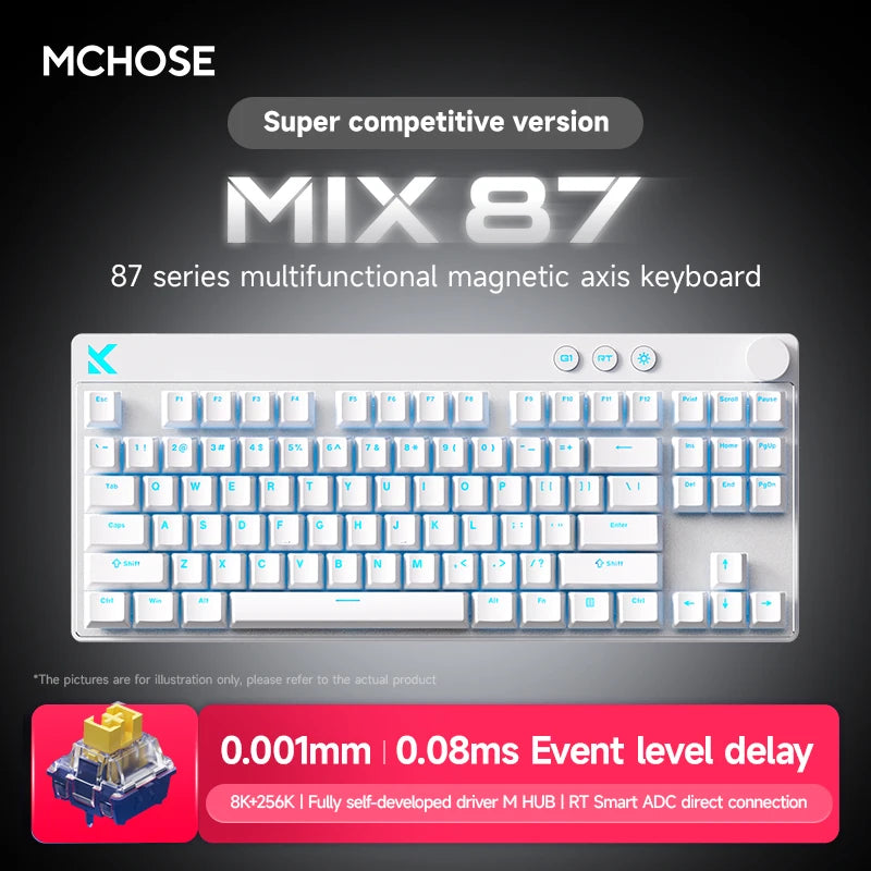 MCHOSE Mix87 Clavier Mécanique Gaming 75% – Interrupteur Magnétique, 8K Hz, 0.08ms, Hot-Swap, RGB